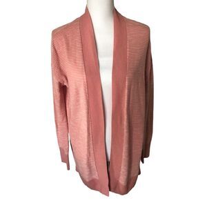 GAP Open‎ Front Flyaway Stripe Pink Coral White Textured Cardigan Size XS